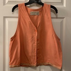 VTG NEW HERO NATIVE AMERICAN COTTON VEST:SIENNA w/METALLIC TRIM SZ L VEST